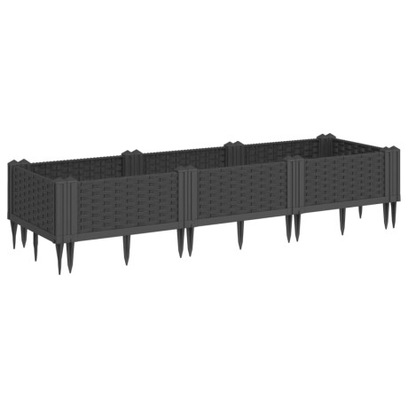 vidaXL Plantenbak met pinnen 125x40x28,5 cm polypropeen zwart afbeelding2 - 1