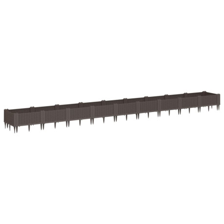 vidaXL Plantenbak met pinnen 362,5x42,5x28,5 cm polypropeen bruin afbeelding2 - 1