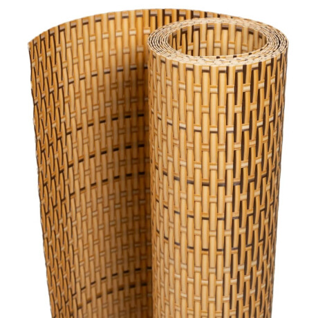 vidaXL Balkonscherm 400x90 cm poly rattan lichtbruin afbeelding2 - 1