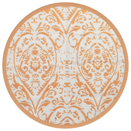 vidaXL Buitenkleed ARAKIL Ø120 cm polypropeen oranje en wit afbeelding2 - 1
