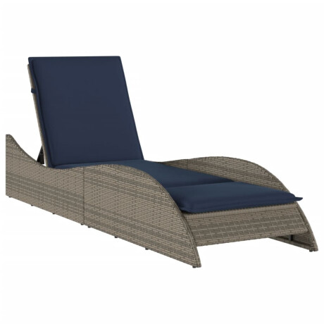 vidaXL Ligbed met kussen grijs 60x205x73 cm poly rattan afbeelding2 - 1