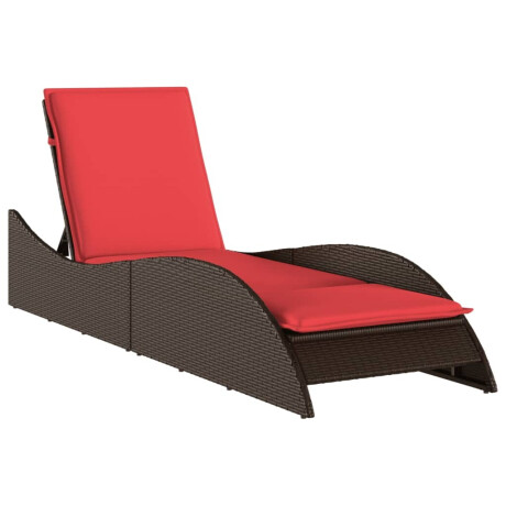 vidaXL Ligbed met kussen bruin 60x205x73 cm poly rattan afbeelding2 - 1