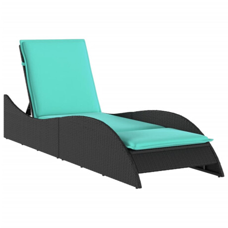 vidaXL Ligbed met kussen zwart 60x205x73 cm poly rattan afbeelding2 - 1