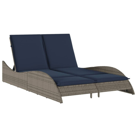 vidaXL Ligbed met kussens grijs 114x205x73 cm poly rattan afbeelding2 - 1