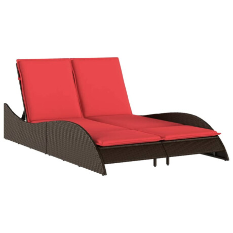vidaXL Ligbed met kussens bruin 114x205x73 cm poly rattan afbeelding2 - 1