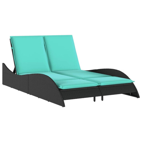 vidaXL Ligbed met kussens zwart 114x205x73 cm poly rattan afbeelding2 - 1