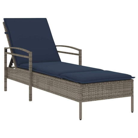 vidaXL | Ligstoel | met kussen Grijs 63 x 200 x 81 cm poly rattan afbeelding2 - 1