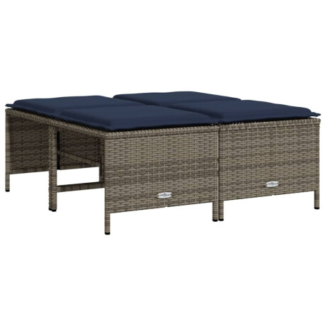 vidaXL Tuinstoelen met kussens 4 stuks grijs polyrotan afbeelding2 - 1