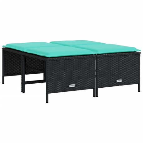 vidaXL Tuinstoelen met kussens 4 stuks zwart polyrotan afbeelding2 - 1