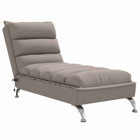 vidaXL Massage chaise longue met kussens stof taupe afbeelding2 - 1