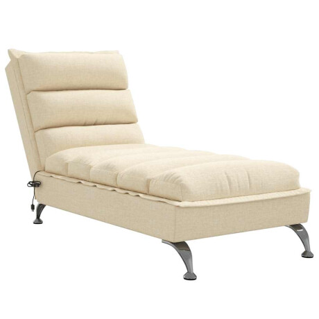 vidaXL Massage chaise longue met kussens stof crèmekleurig afbeelding2 - 1