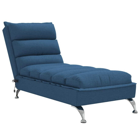 vidaXL Massage chaise longue met kussens stof blauw afbeelding2 - 1
