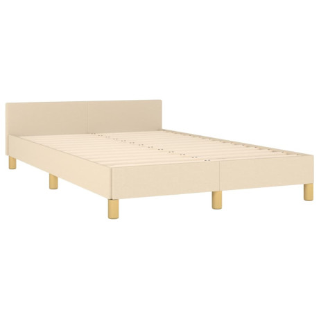 vidaXL Bedframe met hoofdbord stof crèmekleurig 120x190 cm afbeelding2 - 1