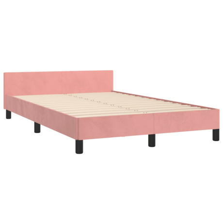 vidaXL Bedframe met hoofdbord fluweel roze 120x190 cm afbeelding2 - 1