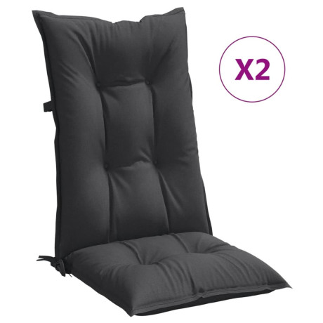 vidaXL Stoelkussens 2 st hoge rug 120x50x7 cm stof gemêleerd antraciet afbeelding2 - 1