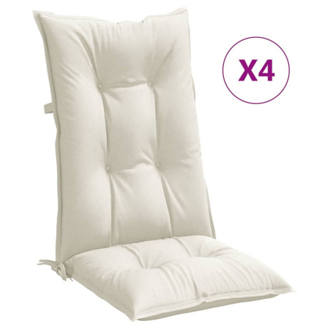 vidaXL Stoelkussens 4 st hoge rug 120x50x7 cm stof gemêleerd crème afbeelding2 - 1
