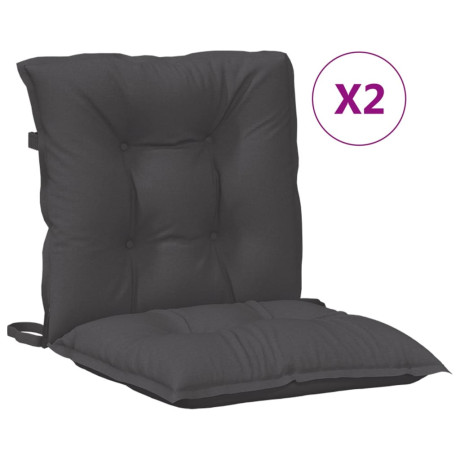 vidaXL Stoelkussens 2 st lage rug 100x50x7 cm stof gemêleerd antraciet afbeelding2 - 1