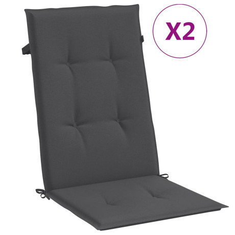 vidaXL Stoelkussens 2 st hoge rug 120x50x4 cm stof gemêleerd antraciet afbeelding2 - 1