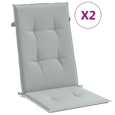 vidaXL Stoelkussens 2 st hoge rug 120x50x4 cm stof lichtgrijs afbeelding2 - 1