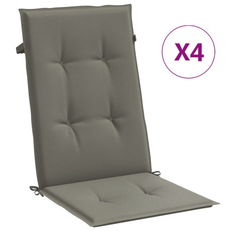 vidaXL Stoelkussens 4 st hoge rug 120x50x4 cm stof donkergrijs afbeelding2 - 1