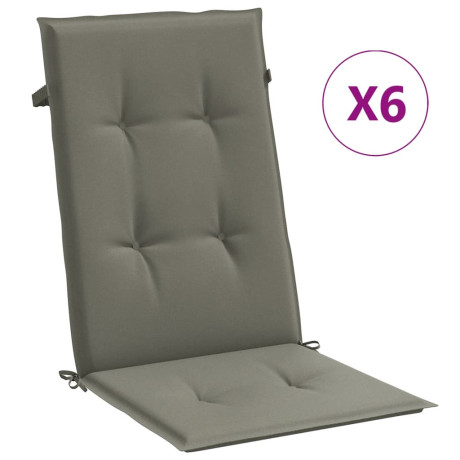 vidaXL Stoelkussens 6 st hoge rug 120x50x4 cm stof donkergrijs afbeelding2 - 1