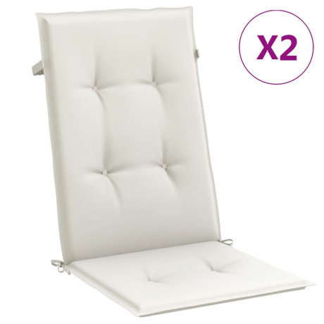 vidaXL Stoelkussens 2 st hoge rug 120x50x4 cm stof gemêleerd crème afbeelding2 - 1