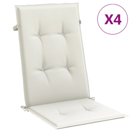 vidaXL Stoelkussens 4 st hoge rug 120x50x4 cm stof gemêleerd crème afbeelding2 - 1