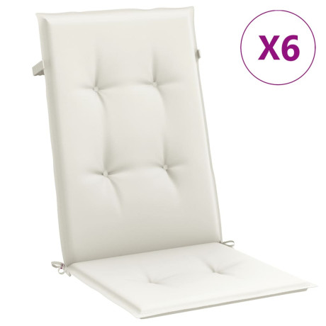 vidaXL Stoelkussens 6 st hoge rug 120x50x4 cm stof gemêleerd crème afbeelding2 - 1