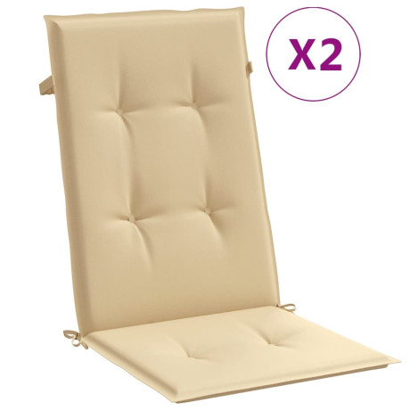 vidaXL Stoelkussens 2 st hoge rug 120x50x4 cm stof gemêleerd beige afbeelding2 - 1