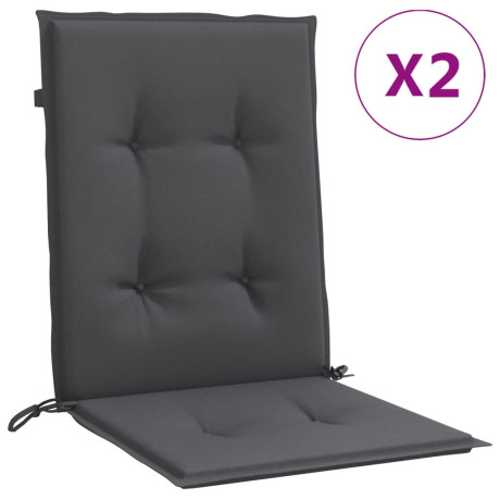 vidaXL Stoelkussens 2 st lage rug 100x50x4 cm stof gemêleerd antraciet afbeelding2 - 1