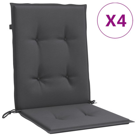 vidaXL Stoelkussens 4 st lage rug 100x50x4 cm stof gemêleerd antraciet afbeelding2 - 1