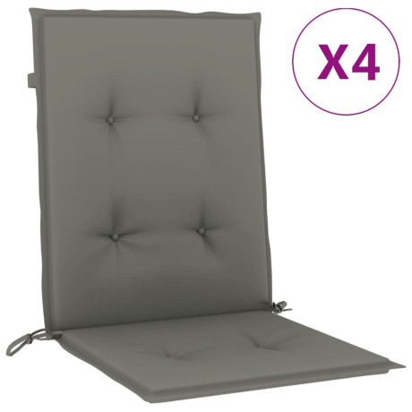 vidaXL Stoelkussens 4 st lage rug 100x50x4 cm stof donkergrijs afbeelding2 - 1