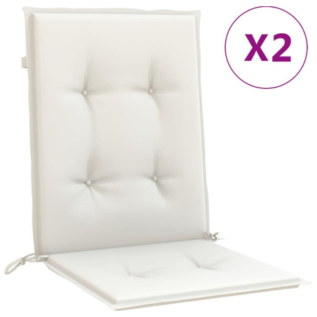 vidaXL Stoelkussens 2 st lage rug 100x50x4 cm stof gemêleerd crème afbeelding2 - 1