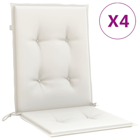 vidaXL Stoelkussens 4 st lage rug 100x50x4 cm stof gemêleerd crème afbeelding2 - 1