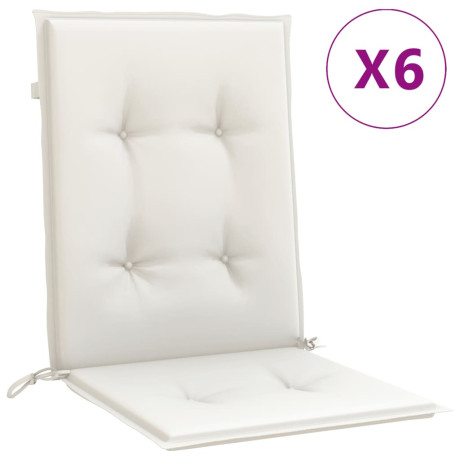vidaXL Stoelkussens 6 st lage rug 100x50x4 cm stof gemêleerd crème afbeelding2 - 1