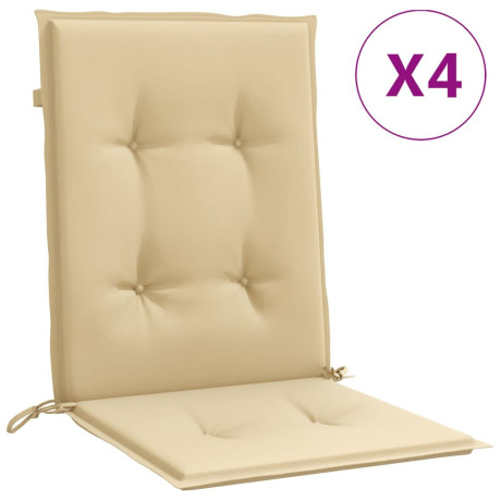 vidaXL Stoelkussens 4 st lage rug 100x50x4 cm stof gemêleerd beige afbeelding2 - 1
