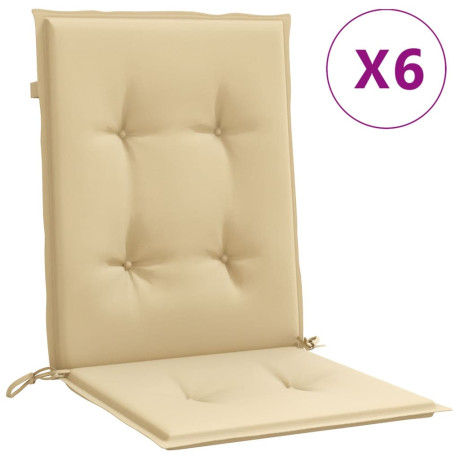 vidaXL Stoelkussens 6 st lage rug 100x50x4 cm stof gemêleerd beige afbeelding2 - 1
