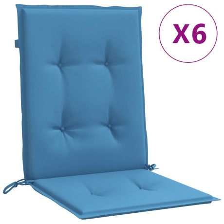 vidaXL Stoelkussens 6 st lage rug 100x50x4 cm stof gemêleerd blauw afbeelding2 - 1