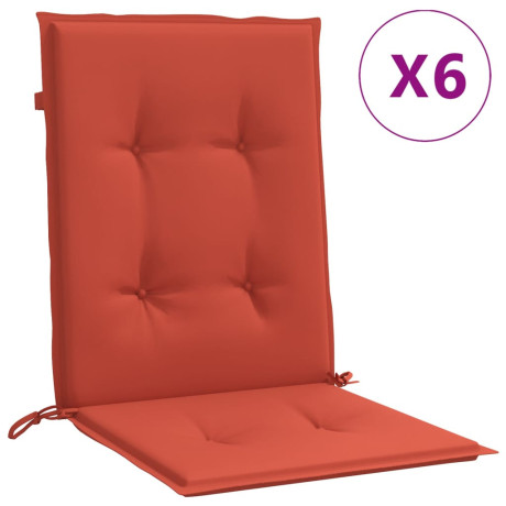 vidaXL Stoelkussens 6 st lage rug 100x50x4 cm stof gemêleerd rood afbeelding2 - 1
