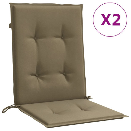 vidaXL Stoelkussens 2 st lage rug 100x50x4 cm stof gemêleerd taupe afbeelding2 - 1