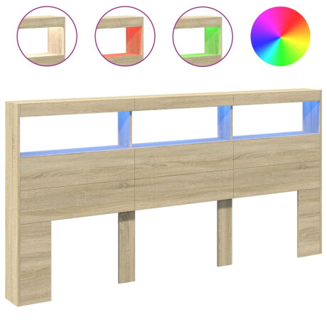 vidaXL Hoofdbordkast met LED-verlichting 200x17x102 cm sonoma eiken afbeelding2 - 1