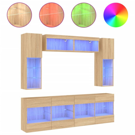 vidaXL 6-delige Tv-wandmeubelset met LED-verlichting sonoma eikenkleur afbeelding2 - 1