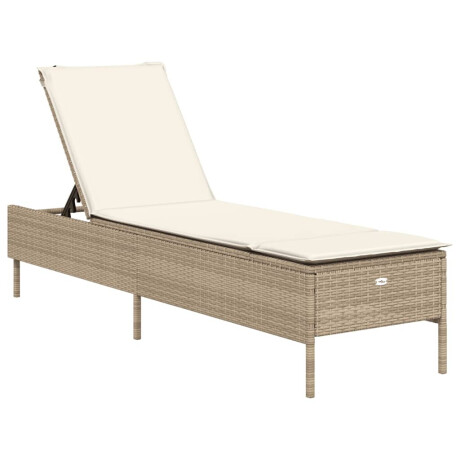 vidaXL Ligbed met kussen poly rattan beige afbeelding2 - 1