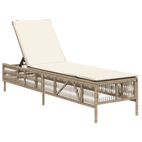 vidaXL Ligbed met kussen poly rattan beige afbeelding2 - 1