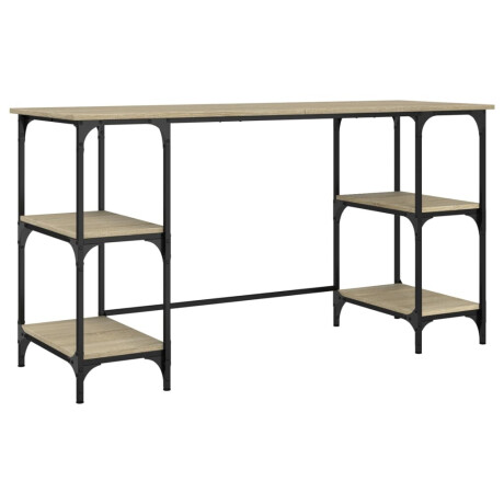vidaXL Bureau 140x50x75 cm metaal en bewerkt hout sonoma eikenkleurig afbeelding2 - 1