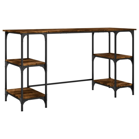 vidaXL Bureau 140x50x75 cm metaal en bewerkt hout gerookt eikenkleurig afbeelding2 - 1