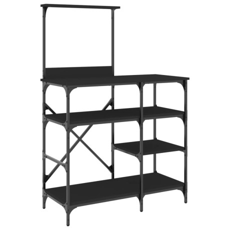 vidaXL Bakkersrek 90x40x132 cm bewerkt hout en metaal zwart afbeelding2 - 1