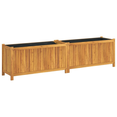 vidaXL Plantenbak met voering 199x38,5x50 cm massief acaciahout afbeelding2 - 1