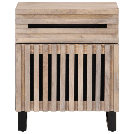 vidaXL Nachtkastje 50x34x60 cm massief mangohout wit afbeelding2 - 1