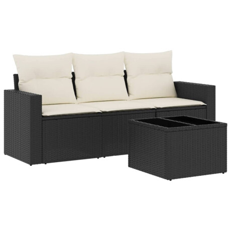 vidaXL 4-delige Loungeset met kussens poly rattan zwart afbeelding2 - 1